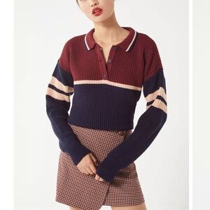 UO Colorblock Slouchy Polo Sweater Top Academia